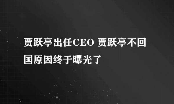 贾跃亭出任CEO 贾跃亭不回国原因终于曝光了