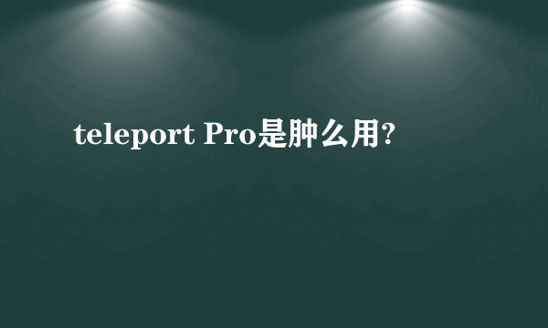 teleport Pro是肿么用?