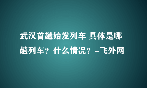 武汉首趟始发列车 具体是哪趟列车？什么情况？-飞外网