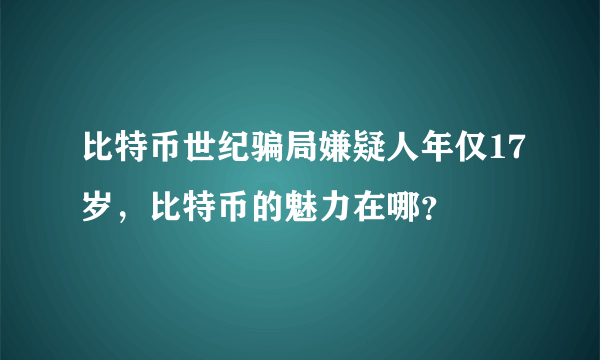 比特币世纪骗局嫌疑人年仅17岁，比特币的魅力在哪？