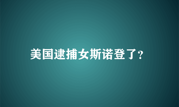 美国逮捕女斯诺登了？