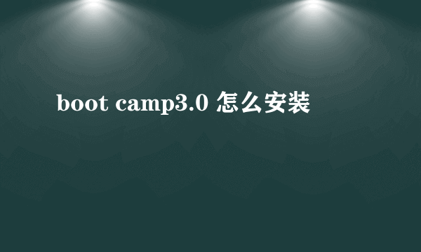 boot camp3.0 怎么安装