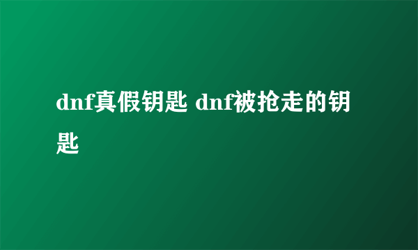 dnf真假钥匙 dnf被抢走的钥匙