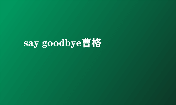 say goodbye曹格