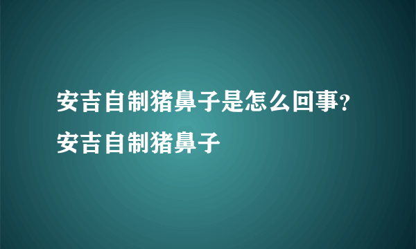 安吉自制猪鼻子是怎么回事？安吉自制猪鼻子