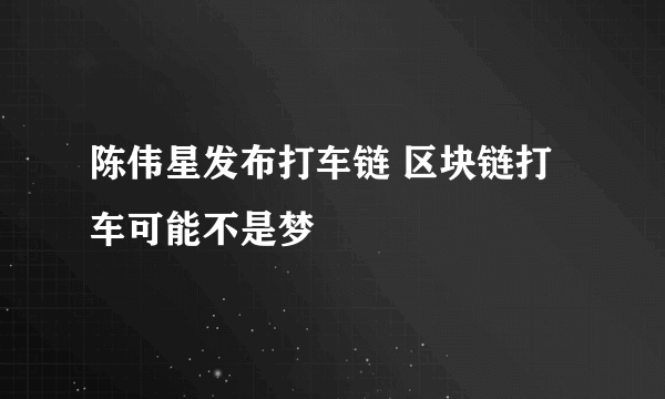 陈伟星发布打车链 区块链打车可能不是梦