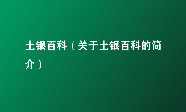 土银百科（关于土银百科的简介）