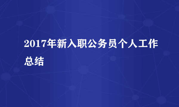 2017年新入职公务员个人工作总结