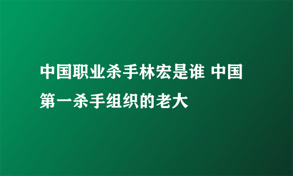 中国职业杀手林宏是谁 中国第一杀手组织的老大