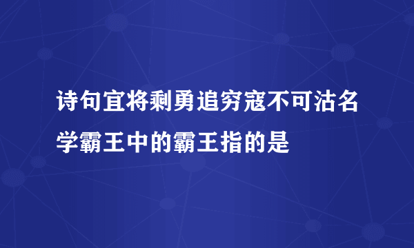 诗句宜将剩勇追穷寇不可沽名学霸王中的霸王指的是