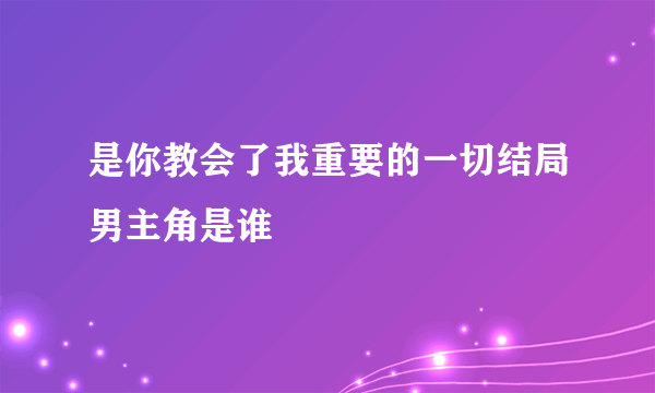 是你教会了我重要的一切结局男主角是谁