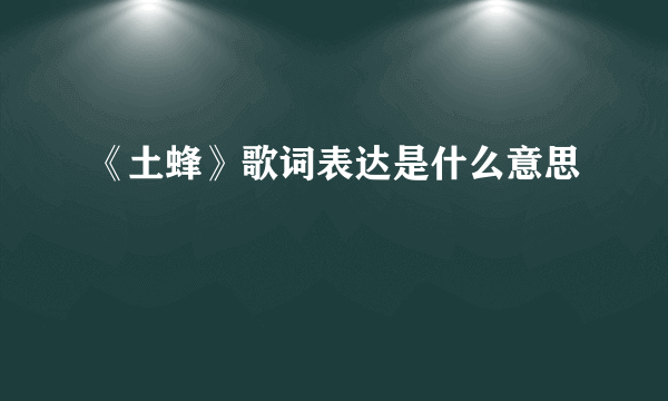 《土蜂》歌词表达是什么意思