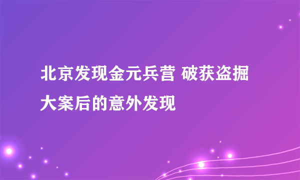 北京发现金元兵营 破获盗掘大案后的意外发现