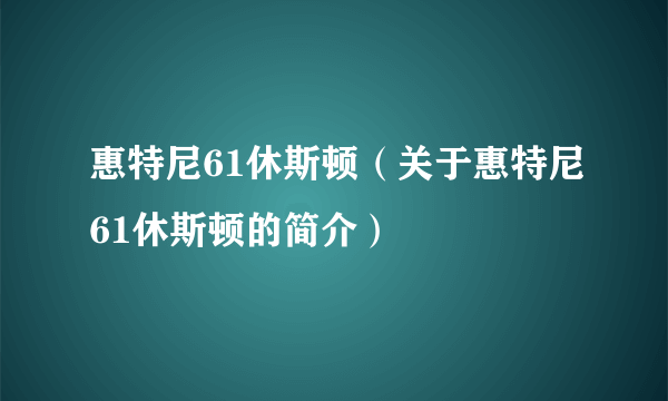 惠特尼61休斯顿（关于惠特尼61休斯顿的简介）