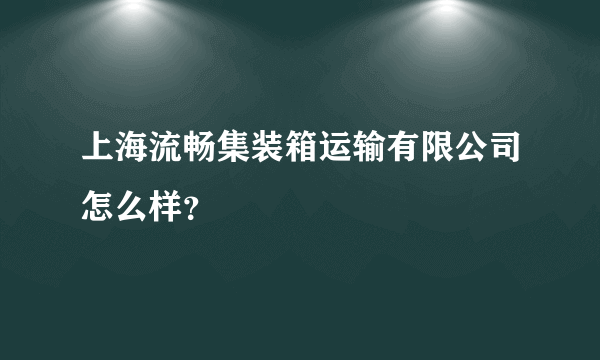 上海流畅集装箱运输有限公司怎么样？