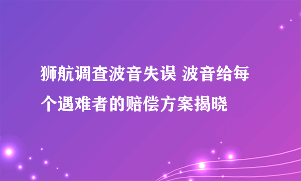 狮航调查波音失误 波音给每个遇难者的赔偿方案揭晓