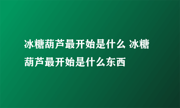 冰糖葫芦最开始是什么 冰糖葫芦最开始是什么东西