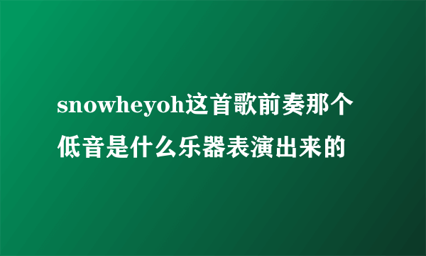 snowheyoh这首歌前奏那个低音是什么乐器表演出来的