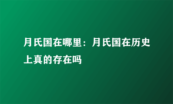 月氏国在哪里：月氏国在历史上真的存在吗