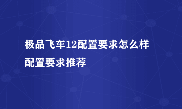 极品飞车12配置要求怎么样 配置要求推荐