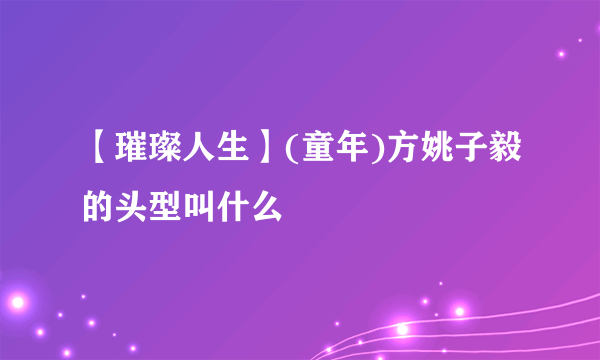 【璀璨人生】(童年)方姚子毅的头型叫什么