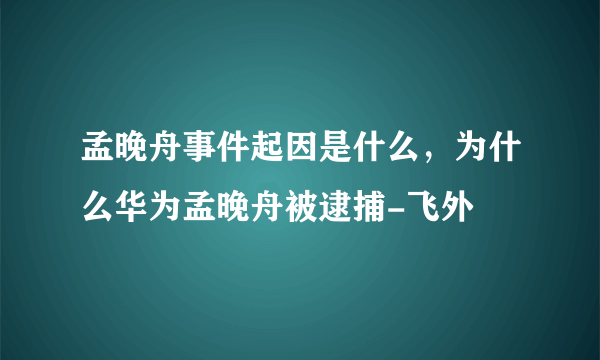 孟晚舟事件起因是什么，为什么华为孟晚舟被逮捕-飞外