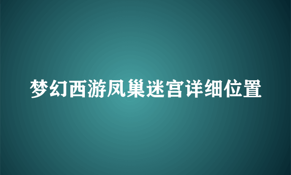 梦幻西游凤巢迷宫详细位置