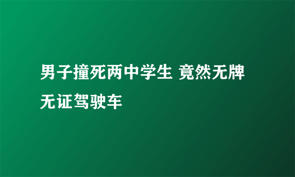 男子撞死两中学生 竟然无牌无证驾驶车