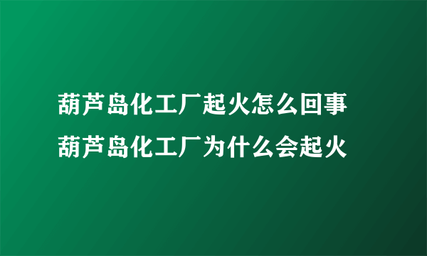 葫芦岛化工厂起火怎么回事  葫芦岛化工厂为什么会起火