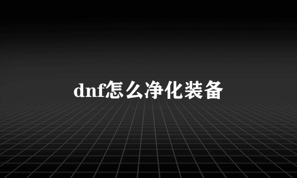 dnf怎么净化装备