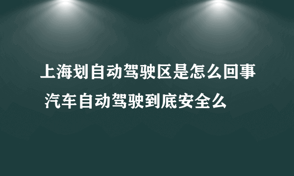 上海划自动驾驶区是怎么回事 汽车自动驾驶到底安全么