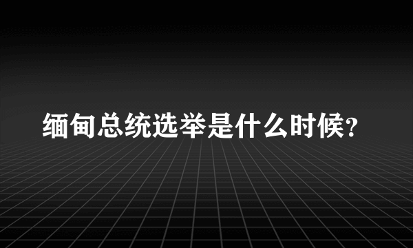 缅甸总统选举是什么时候？