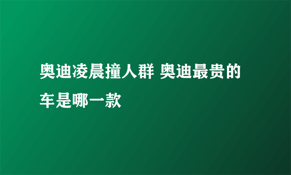 奥迪凌晨撞人群 奥迪最贵的车是哪一款