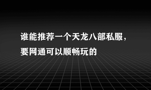 谁能推荐一个天龙八部私服，要网通可以顺畅玩的