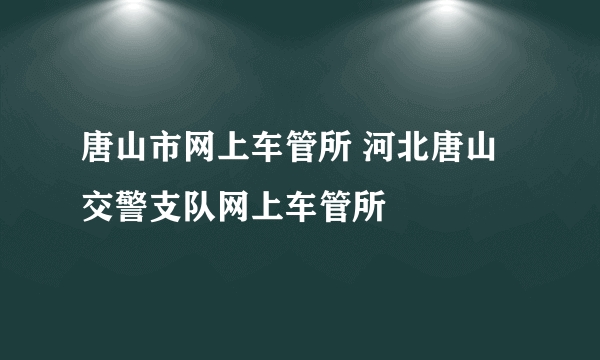 唐山市网上车管所 河北唐山交警支队网上车管所