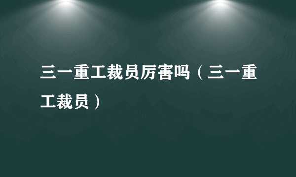 三一重工裁员厉害吗（三一重工裁员）