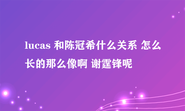 lucas 和陈冠希什么关系 怎么长的那么像啊 谢霆锋呢