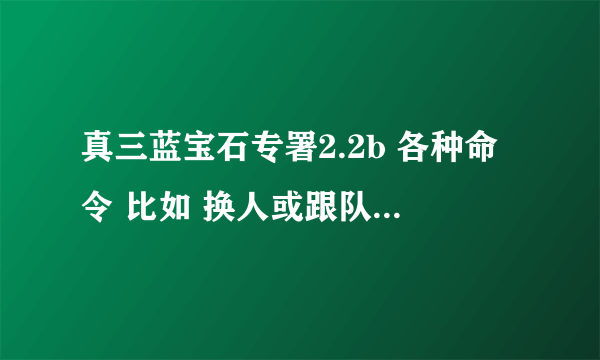 真三蓝宝石专署2.2b 各种命令 比如 换人或跟队友换 等等