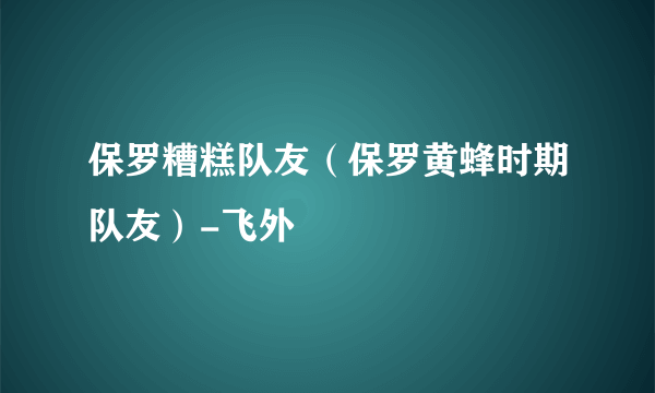 保罗糟糕队友（保罗黄蜂时期队友）-飞外