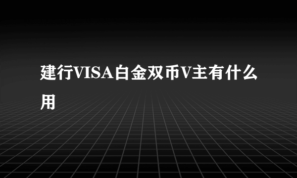 建行VISA白金双币V主有什么用