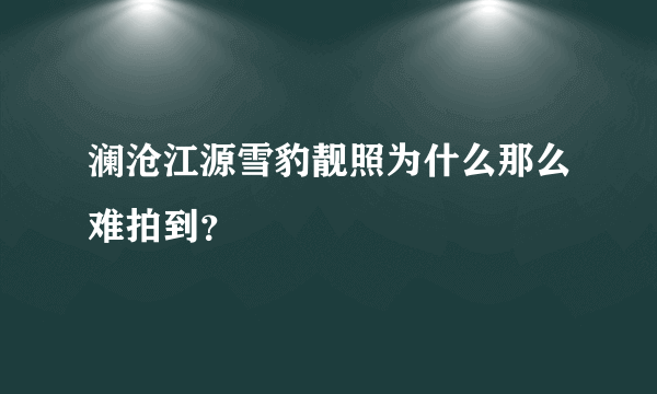 澜沧江源雪豹靓照为什么那么难拍到？