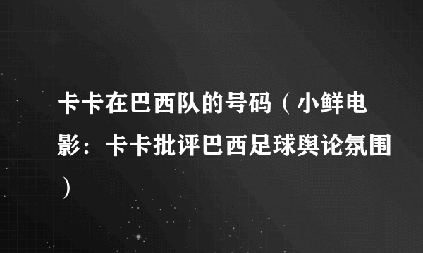 卡卡在巴西队的号码（小鲜电影：卡卡批评巴西足球舆论氛围）