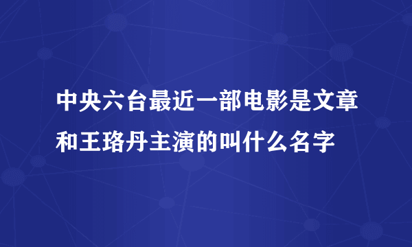 中央六台最近一部电影是文章和王珞丹主演的叫什么名字