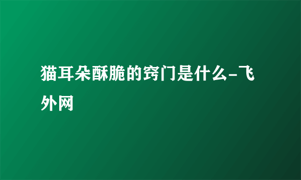 猫耳朵酥脆的窍门是什么-飞外网