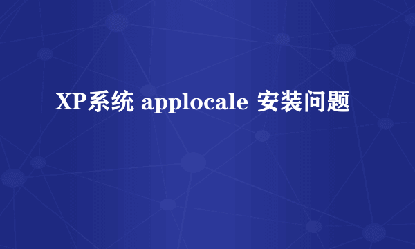 XP系统 applocale 安装问题