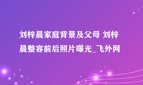 刘梓晨家庭背景及父母 刘梓晨整容前后照片曝光_飞外网