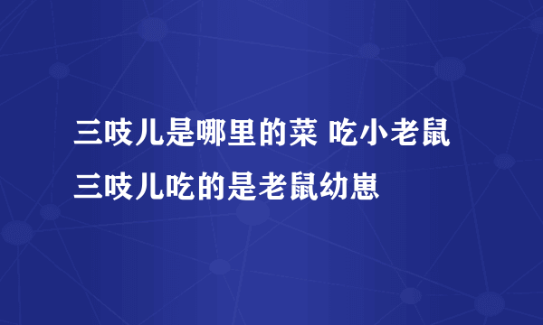 三吱儿是哪里的菜 吃小老鼠三吱儿吃的是老鼠幼崽