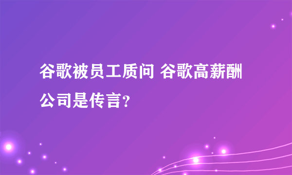 谷歌被员工质问 谷歌高薪酬公司是传言？