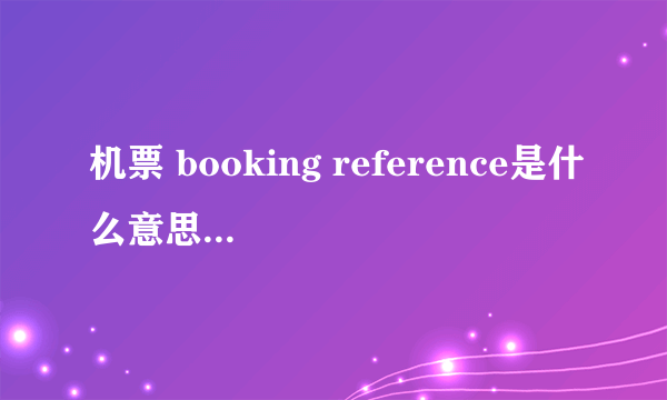 机票 booking reference是什么意思（求助提单上的booking reference 是什么意思）