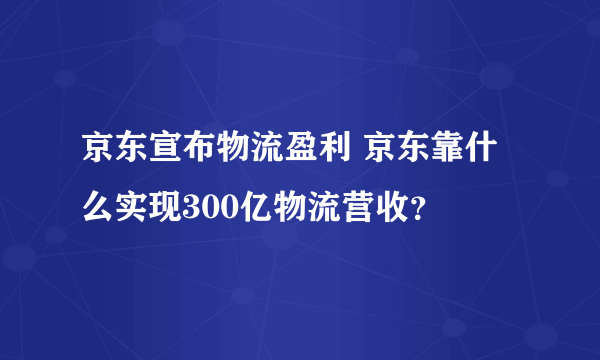 京东宣布物流盈利 京东靠什么实现300亿物流营收？